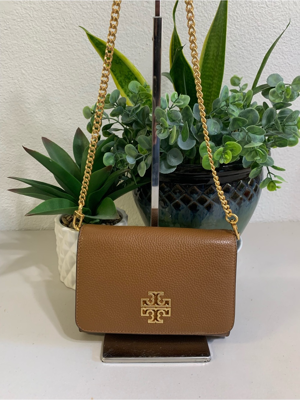 👜💕Tory Burch Miller Mini Leather Shoulder Bag in Brown